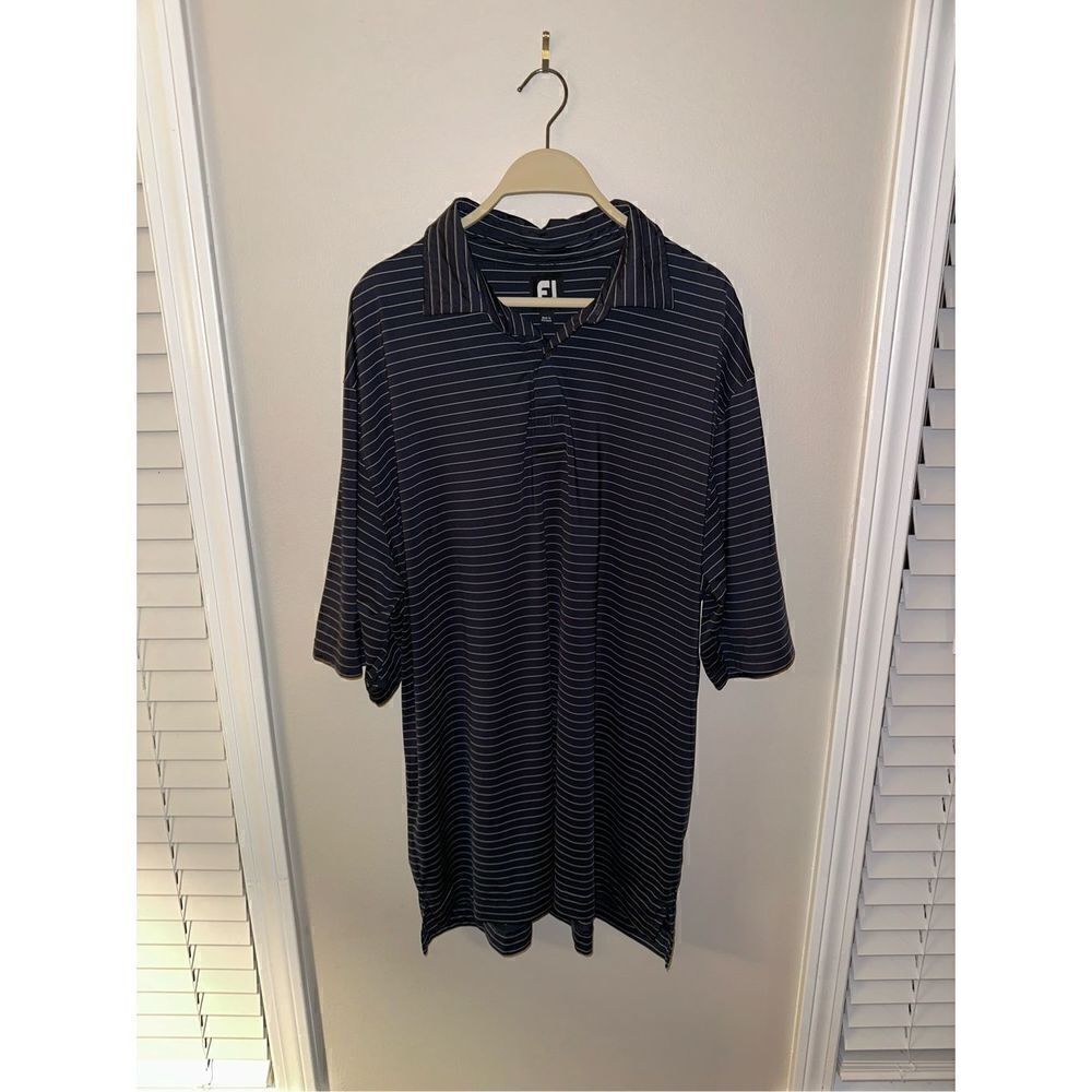 FJ Footjoy XXL Golf Polo Navy Striped